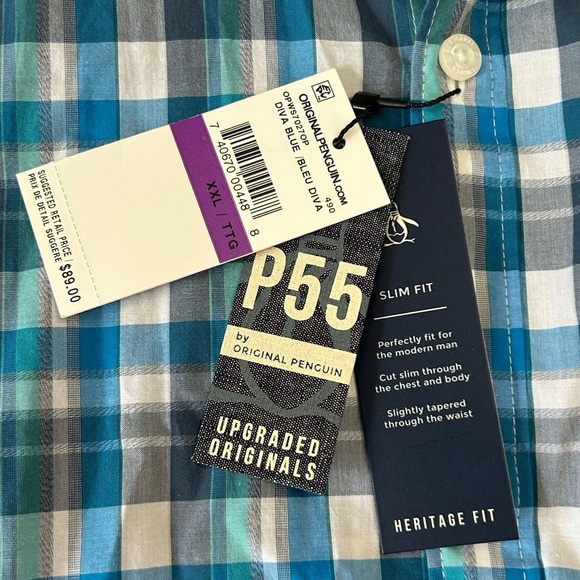 New Original Penguin Men’s XXL Button Long Sleeve 100% Cotton Shirt Lightweight - Picture 9 of 10